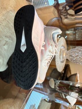 adidas Women's White and Light Pink Mesh Running Shoes